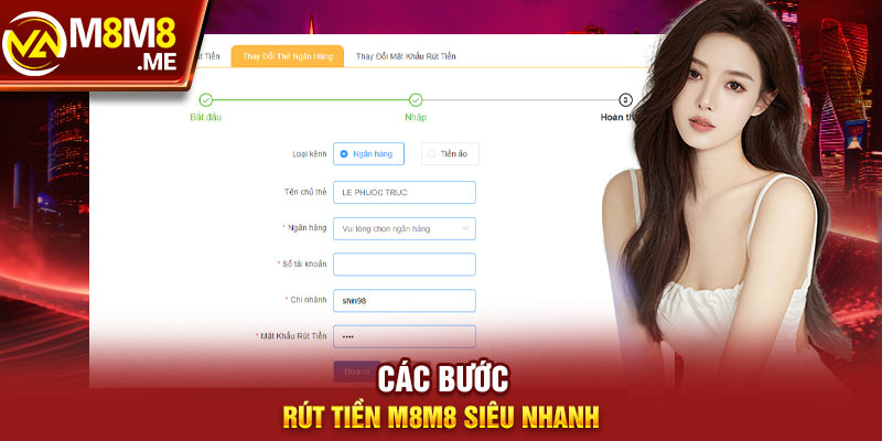 Các bước rút tiền M8M8 siêu nhanh